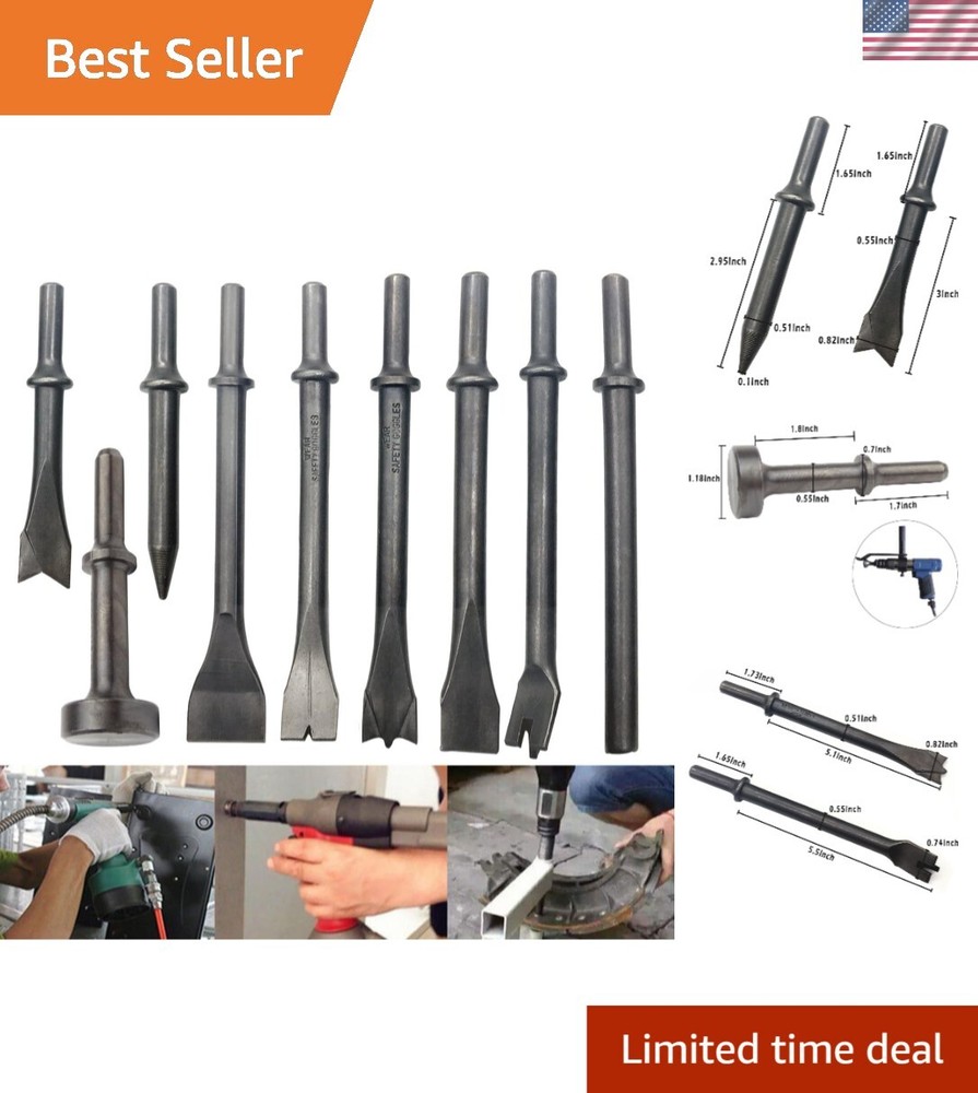 Comprehensive Air Hammer Chisel Set - 9 Tools for Masonry and Concrete Tasks
