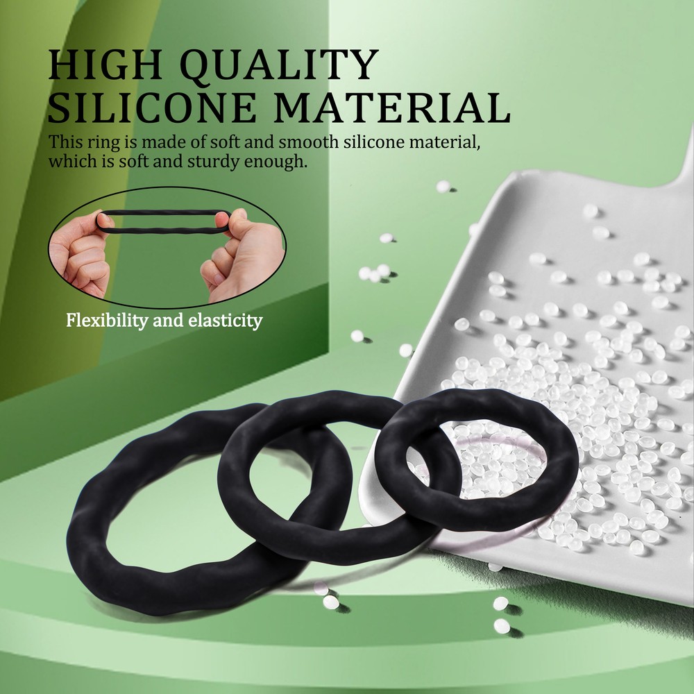 3PCS Penis Cock Ring Super Soft Stretchy Silicone Stay Hard Delayed Ejaculation
