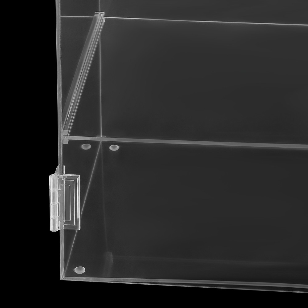4 Tiers Clear Rectangular Display Case Desktop Lockable Acrylic Organizer w/Keys