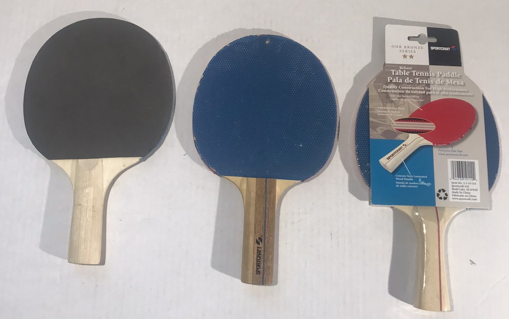 Sportscraft Ping Pong Paddle Bundle - 1 NEW / 2 USED (A)