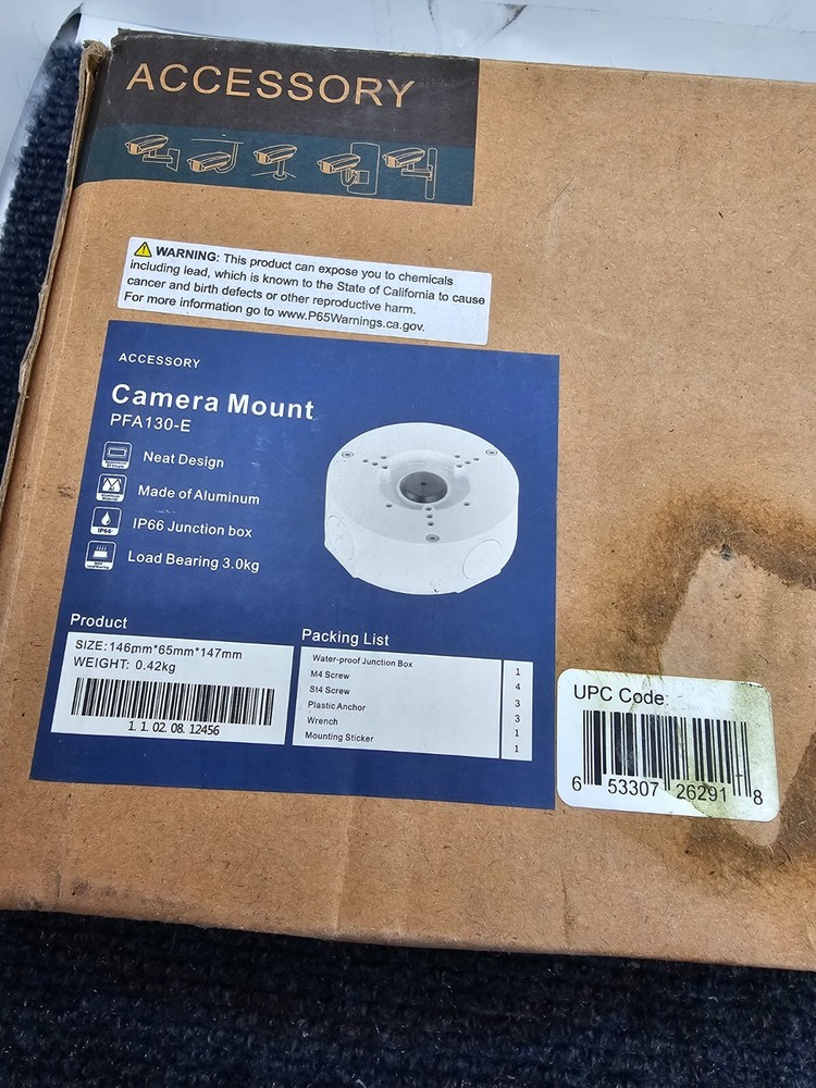 Dahua PFA130-E: Junction Box Camera Bracket White Original Water-Proof