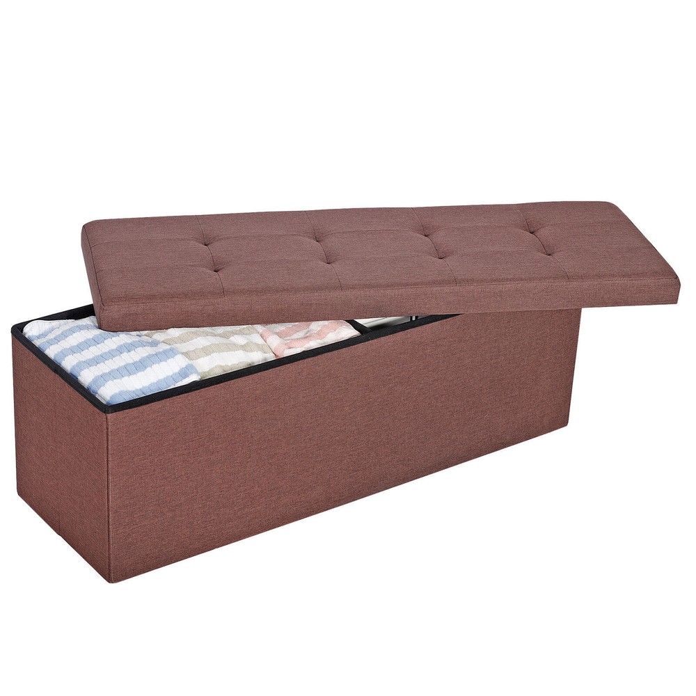 Foldable Storage Ottoman Bench Spacious Storage Chest Footrest Stool Soft