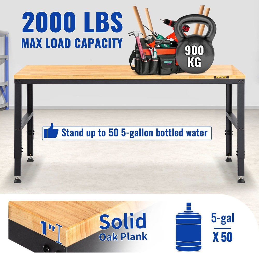 Fixed Base Workbench 48x20in 28.3-38.1in Rise 2000lb