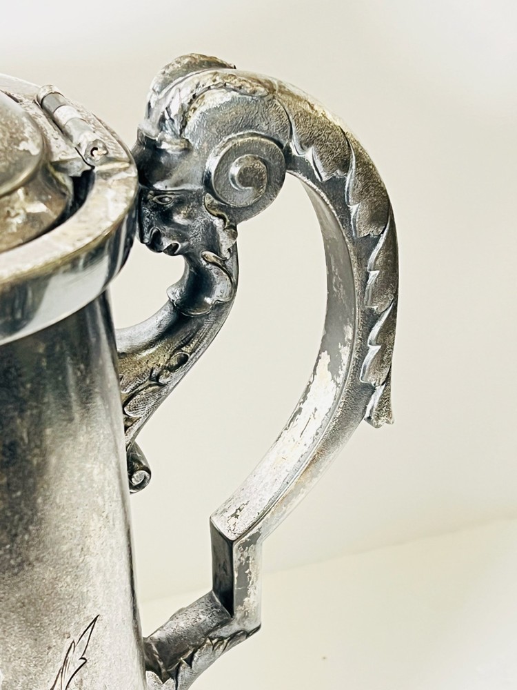 Antique Wilcox Silver Co. Ceramic Lined Silver Pitcher-Circa 1880