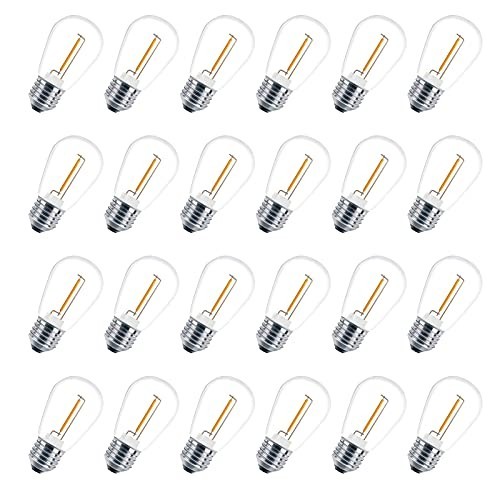 24 Pack LED S14 Replacement Bulbs, Shatterproof Waterproof, 2200K Warm White, E2