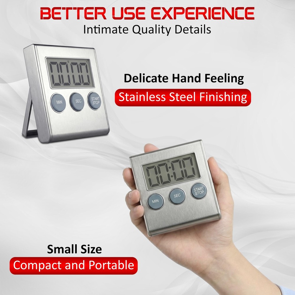 Digital Kitchen Timer for Cooking, Magnetic Countdown Timer with Loud 80dB Al...