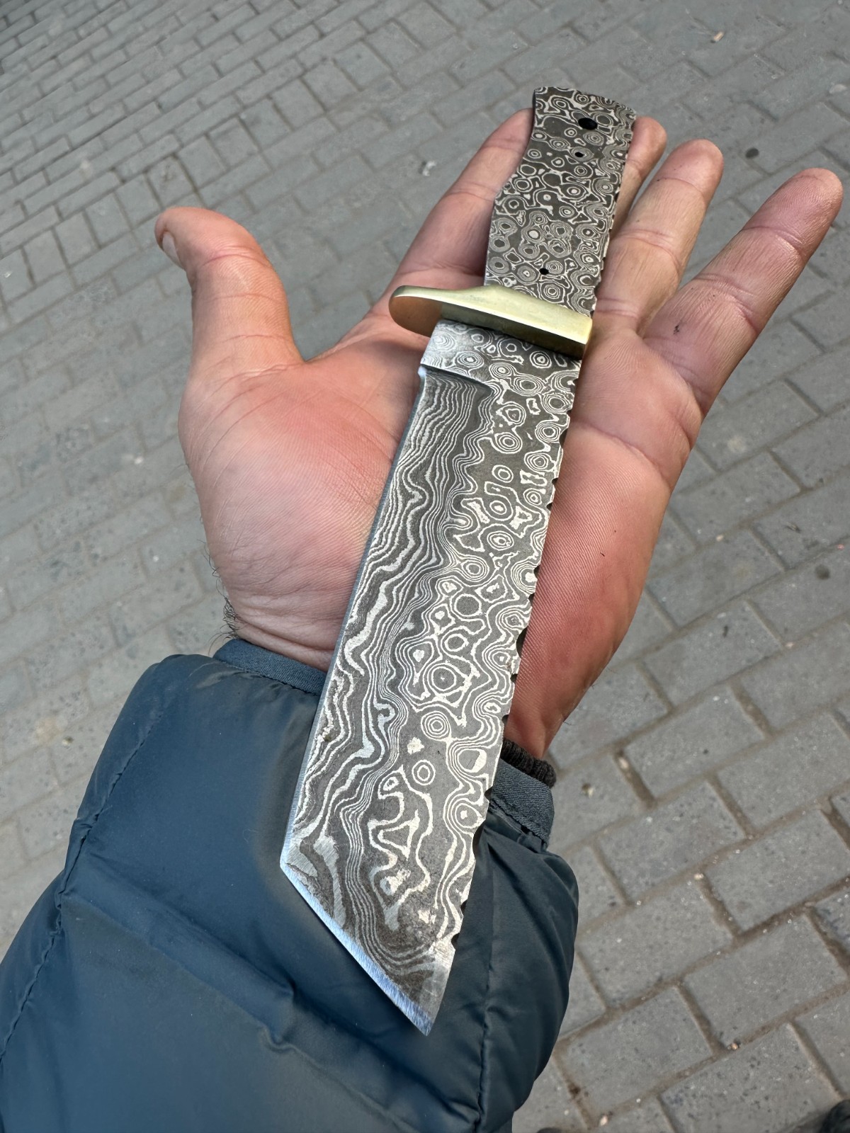 10"HAND FORGED DAMASCUS STEEL TANTO HUNTING BLANK BLADE KNIFE FULL TANG 1323