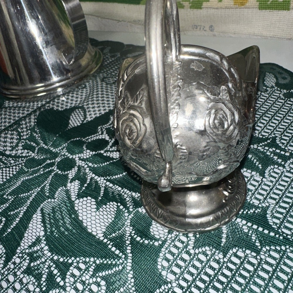 Silver sugar bucket scuttle table server Rose design