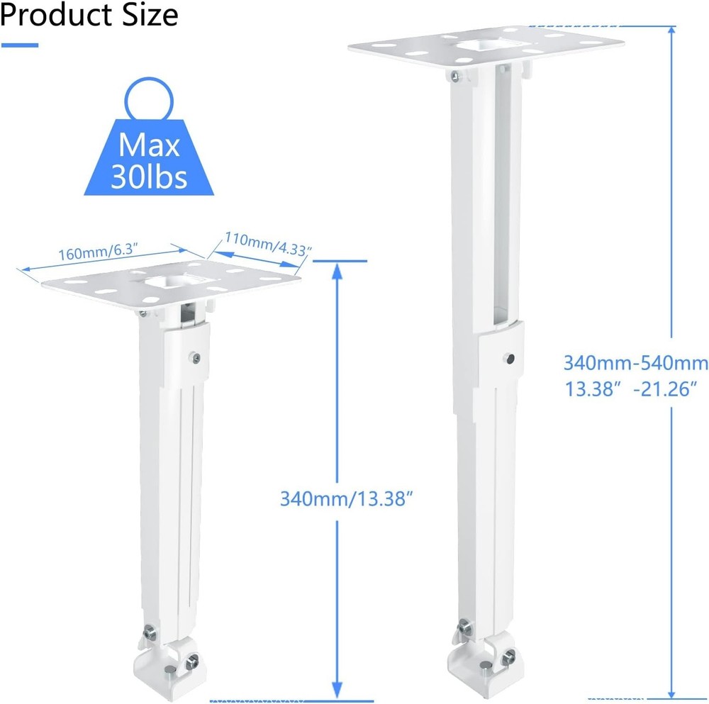 Extended Mini Projector Ceiling Mount Adjustable Wall Mount with Thread Adapters