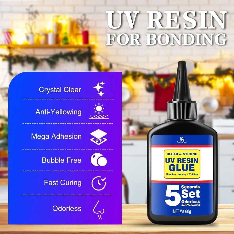 UV Resin Kit with Light 60G UV Glue for Bonding & Curing in Seconds Professional