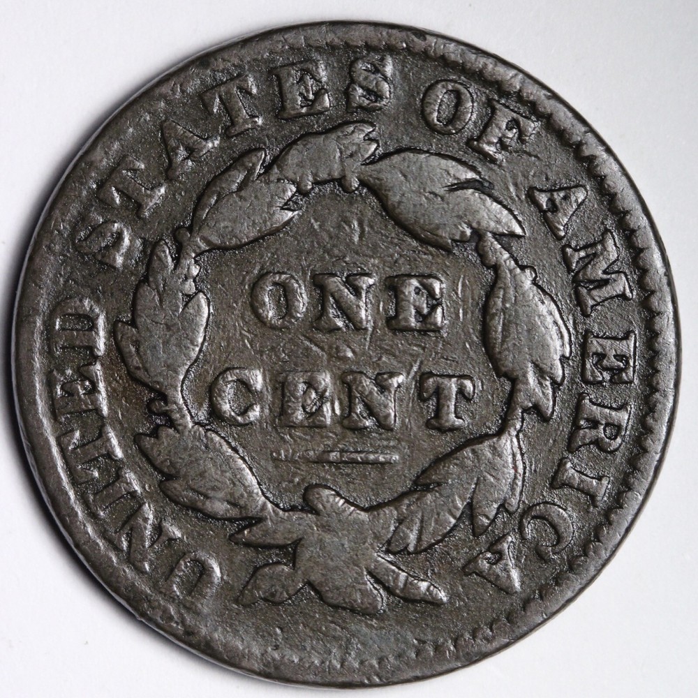 1833 Coronet Head Large Cent E103 ZNE