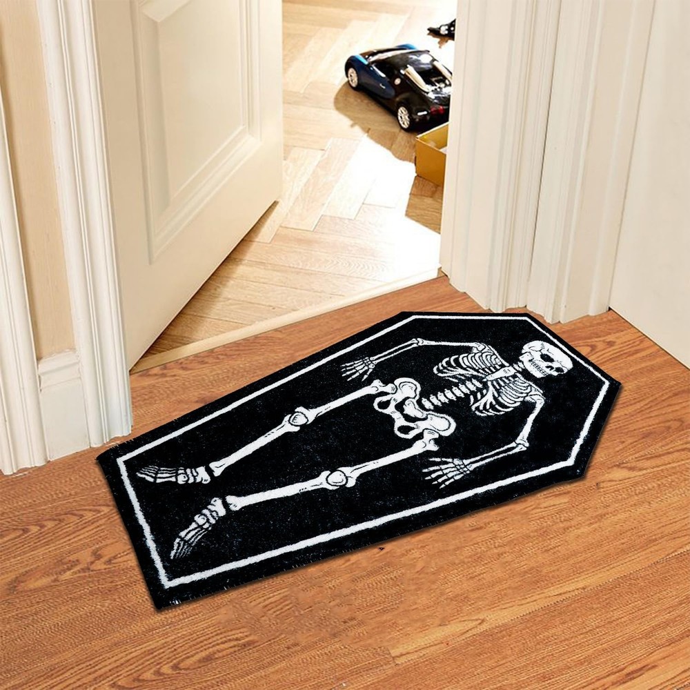 Skull Bath Mat - Goth, Gothic 1'8" x 2'8" (Rectangular), Coffin