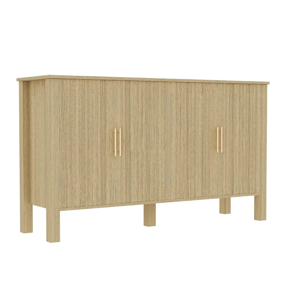 EROMMY Modern Fluted Sideboard Buffet Cabinet, Solid Wood Console Table With For