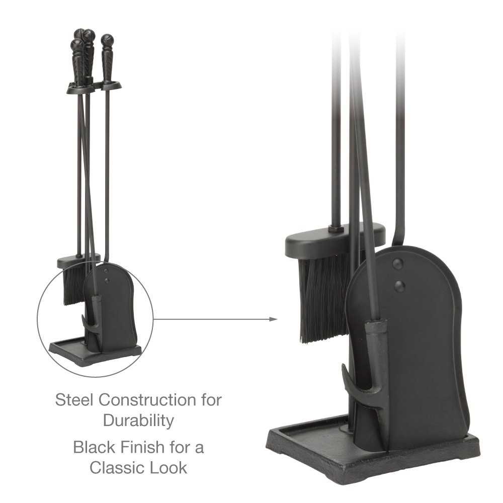 Black 4-Piece Fireplace Tools Set (T40140BK)