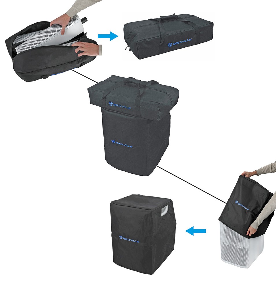 Rockville TITAN ARRAY SYSTEM WHITE Pro Powered Column Array Speaker Dual 10" Sub