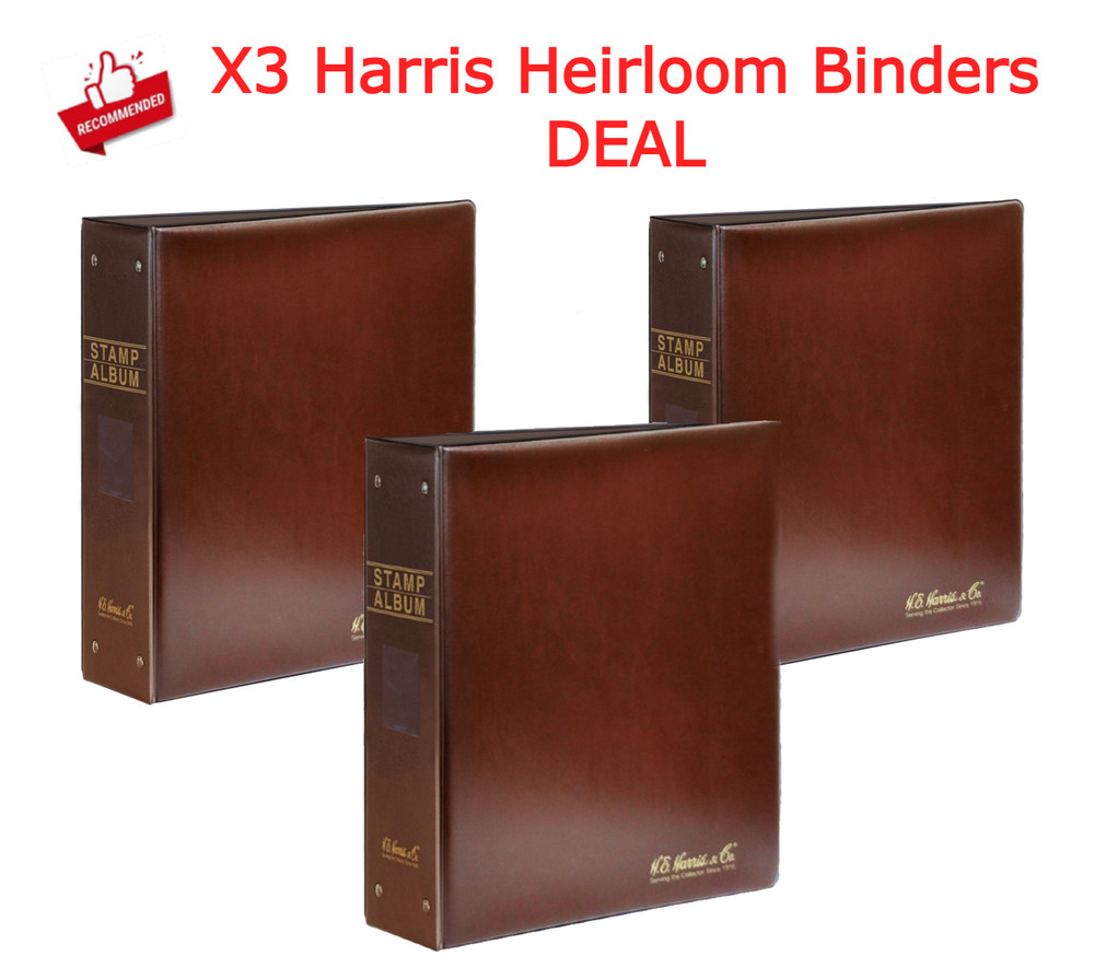 3 Harris Worldwide Heirloom Stamp Album 3.5 Inch 2 Post Sturdy & Durable Binder