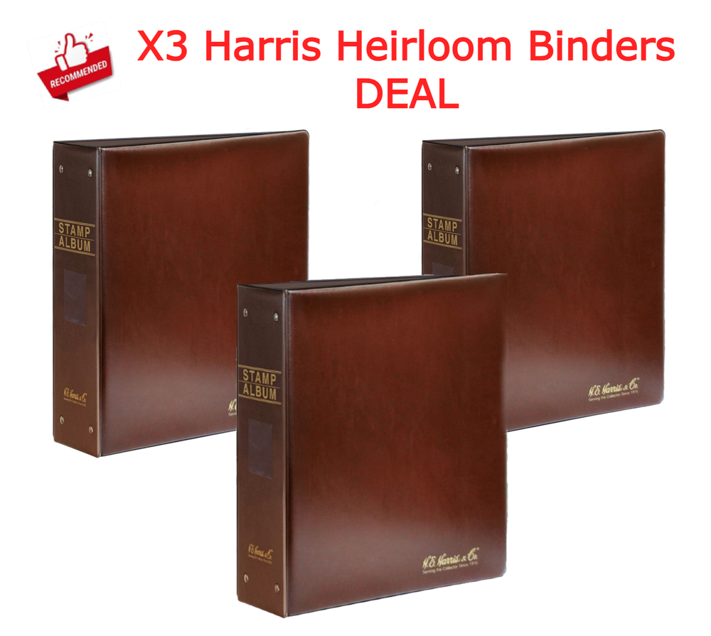 3 Harris Worldwide Heirloom Stamp Album 3.5 Inch 2 Post Sturdy & Durable Binder
