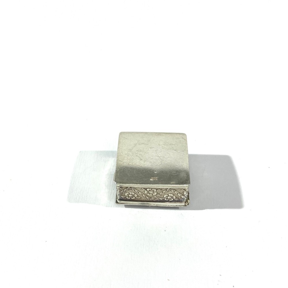 Antique Solid Silver Pillbox , Hallmarked Pill box with floral decors