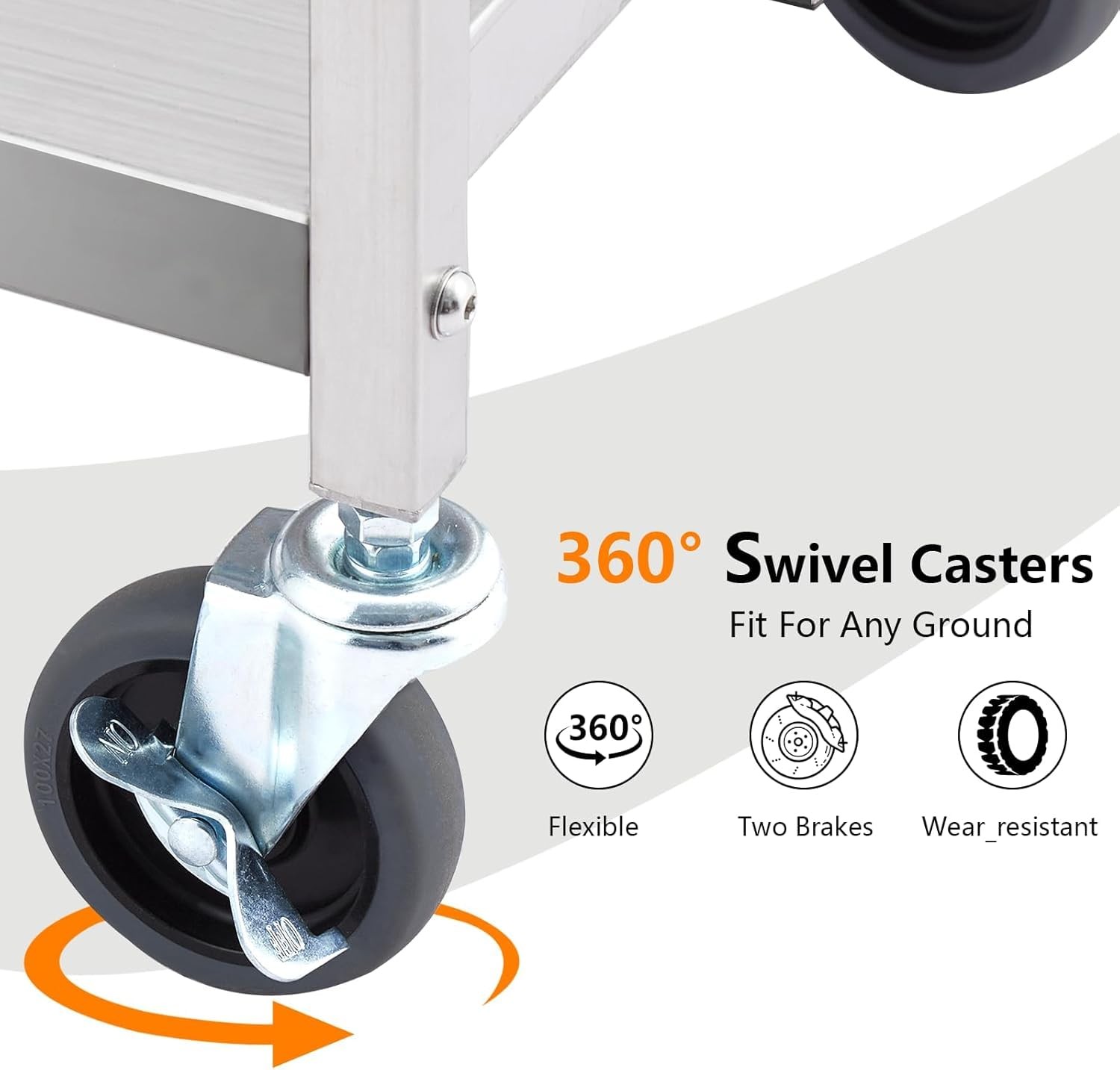 Foldable Service Cart Utility Service Cart w/ 360°Wheels 400 LBS Load Capacity