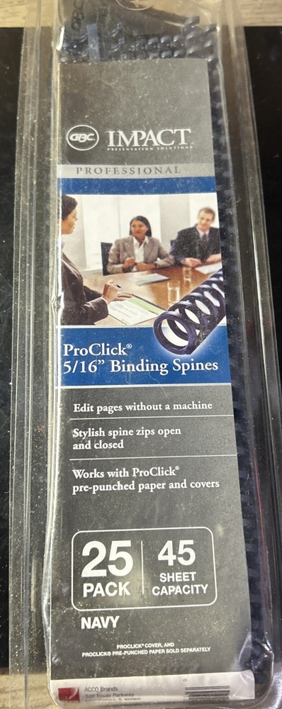 Impact Prosessional Proclick 5/16 Binding Spines 25 Pack 45 Sheets Capacity