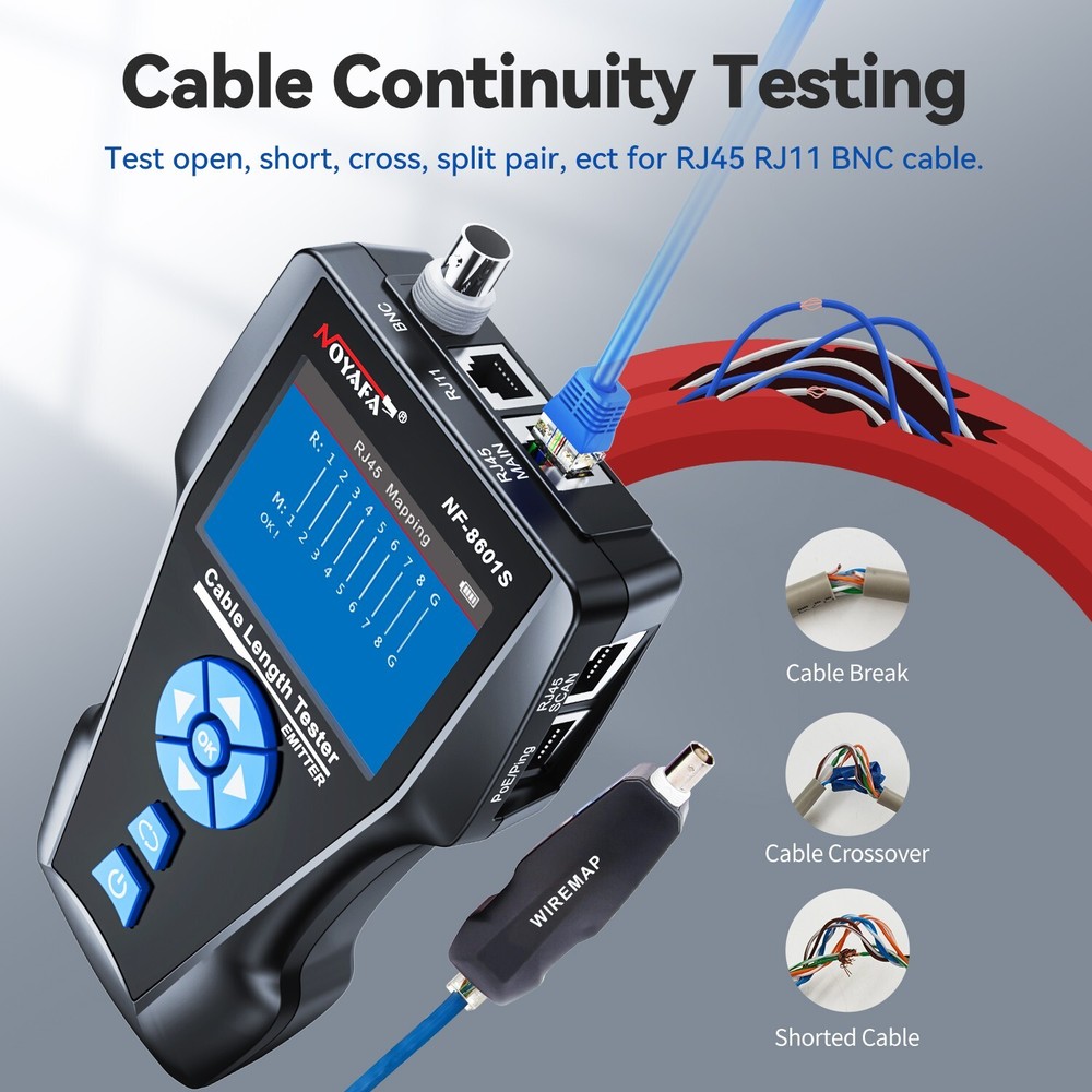 Network Cable Tester,AT278 TDR Multi-functional LCD Tracker NOYAFA NF-8601S