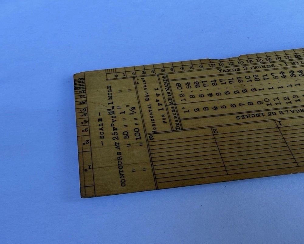 Vintage Original 6" Rectangular Protractor Map Scale Measuring Ruler Old Tool