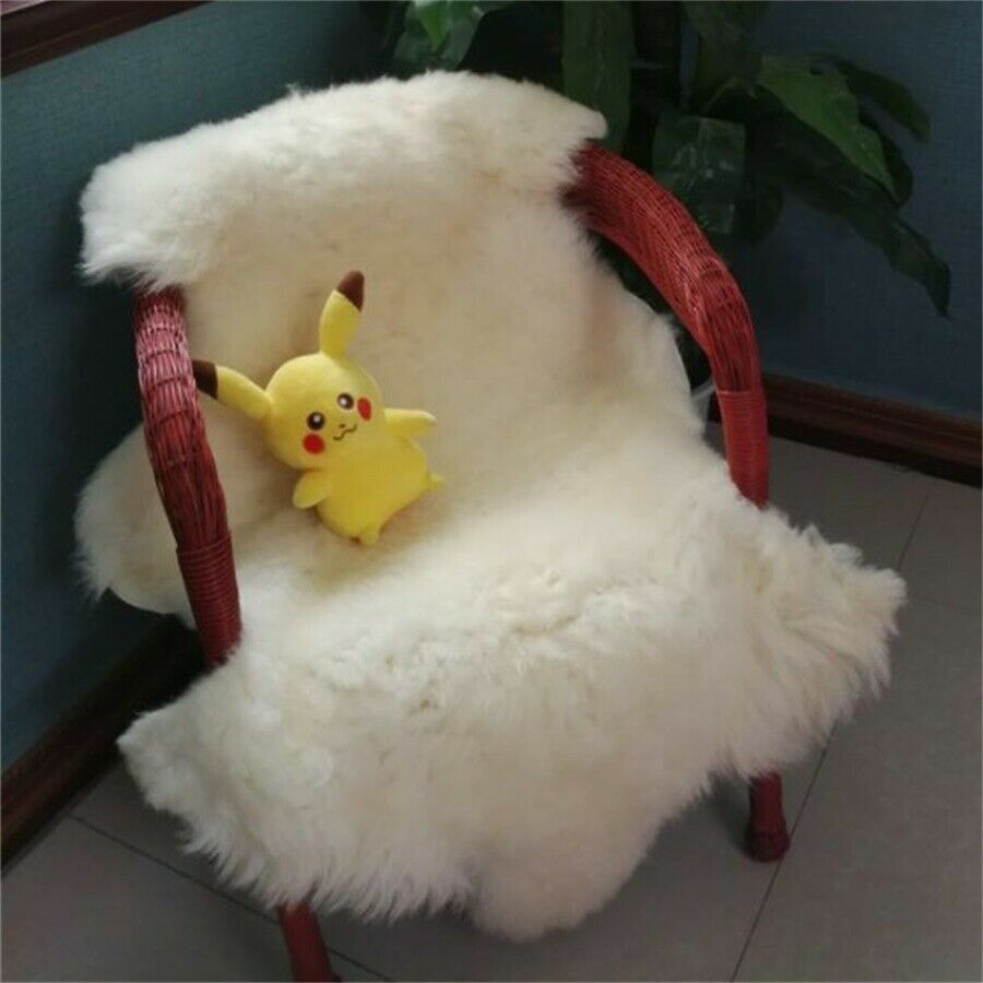 Ivory Real Sheepskin Rugs Fluffy Fur Sofa Couch Mats Soft Skin Fur Car Seat Pads