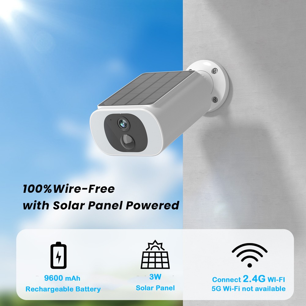 Wireless Solar Battery Powered Wifi Home Security Camera System Outdoor Audio IR