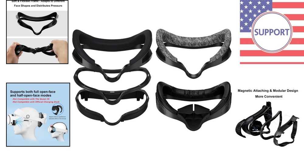 Adaptive Magnetic Facial Interface for Quest 3 - Comfortable & Customizable