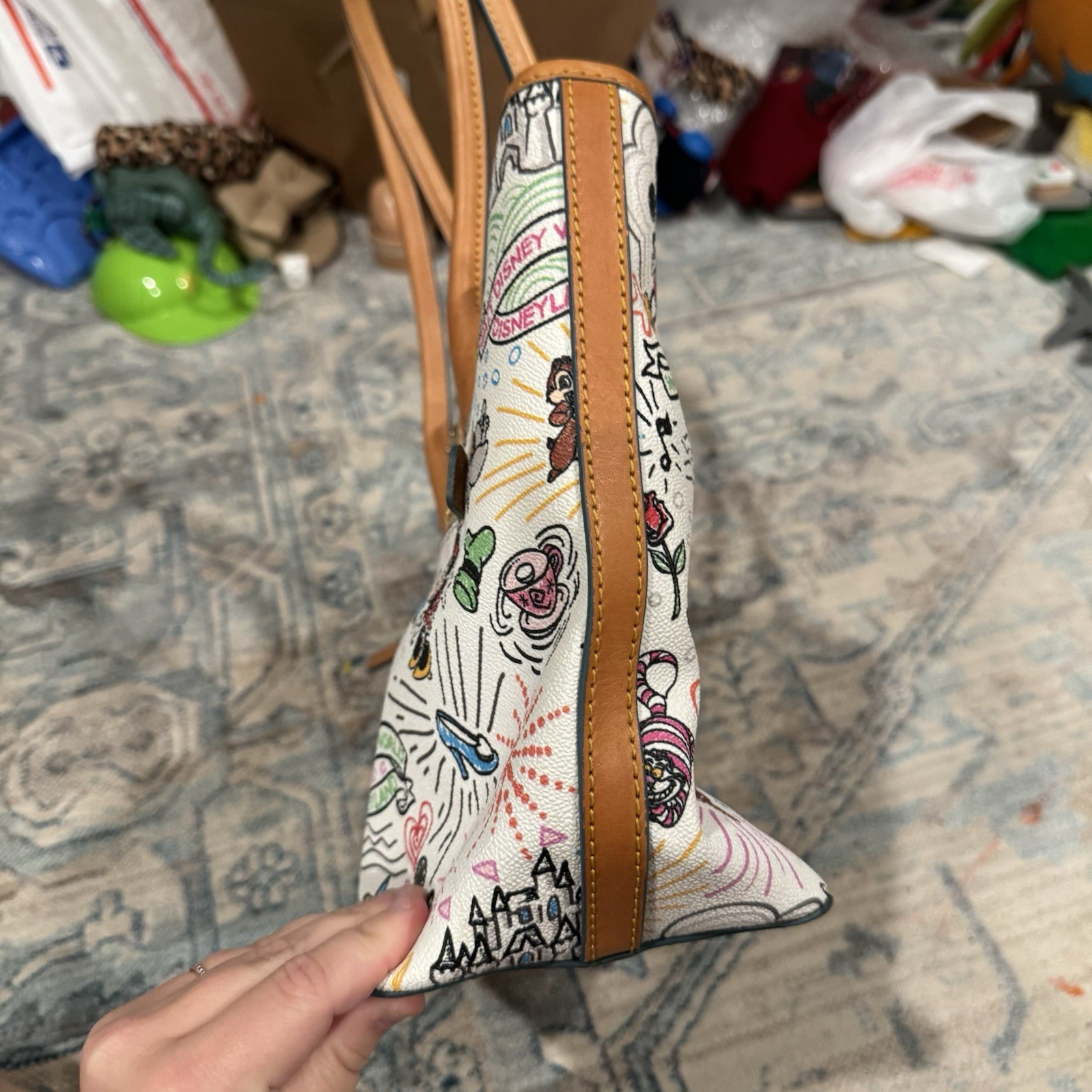 Dooney & Bourke Disney Sketch Mickey & Minnie Mouse Castle Handle Tote Bag Purse