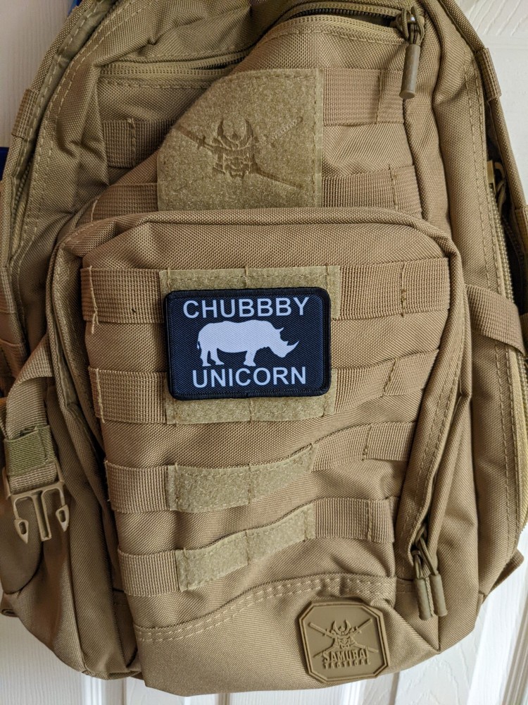 Chubby unicorn rhino meme animals 2"x3" hook & loop tactical patch Funny edc