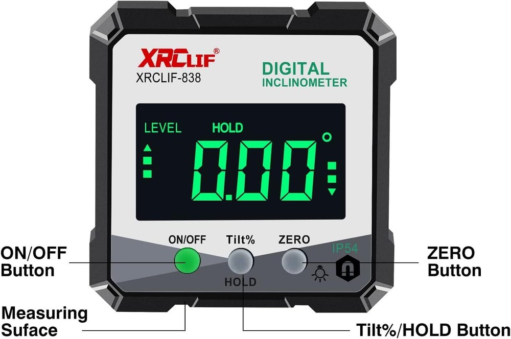 Digital Angle Gauge Meter, Magnetic Base Level Box Angle Finder Protractor Be...