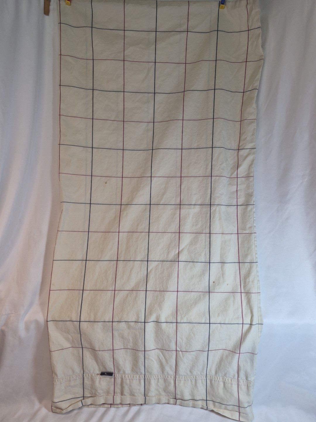 2- VTG Nautica Pillowcases 100% Cotton King & Queen #67468 Cream Grid Navy Check