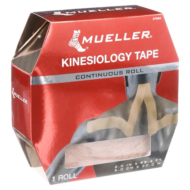 Mueller Kinesiology Tape, 2" x 98.4 ft (30 Meter) Continuous Roll, Beige