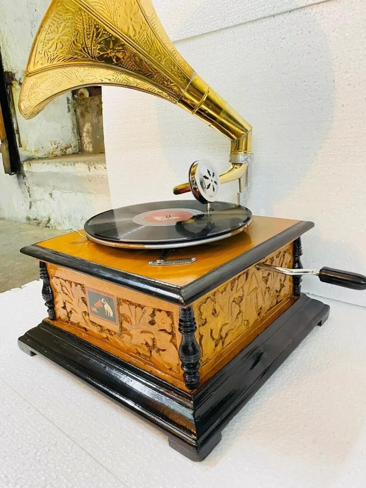 Authentique Gramophone Fully Working Phonograph, win-up record player Gramophone