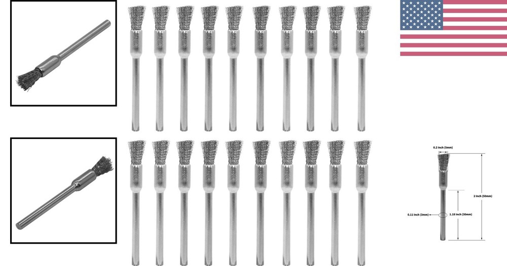 Compact 20pcs Stainless Steel Wire Brushes - Efficient Paint and Rust Solutions