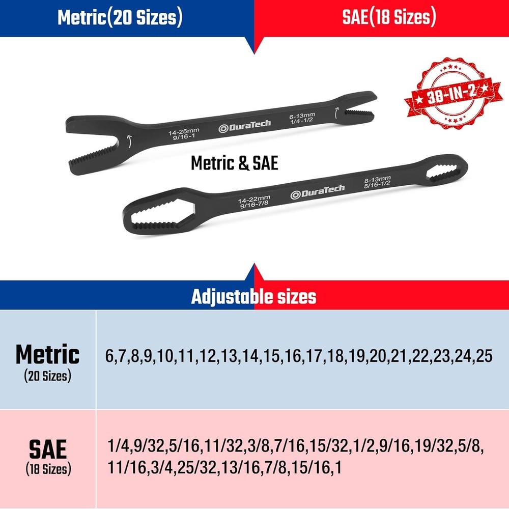 Universal Wrench Set, Multi-functional Doule Box&Open End, Black