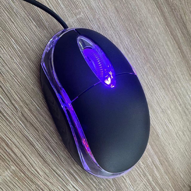 Wired USB Optical Mouse For PC Laptop Computer Scroll Wheel LED Light Black Mice