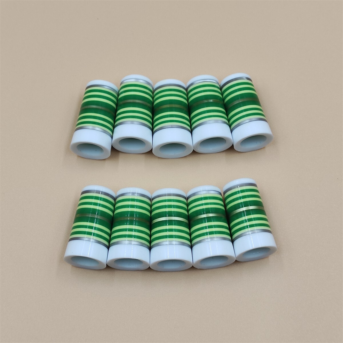 10pcs 9.2*25*13.7mm Green/Yellow Stripes Golf Iron Ferrules Tip .370 Ferrules