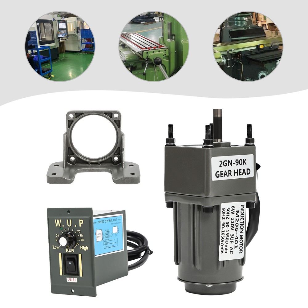 Adjustable AC 110V Worm Gear Motor 6W with Speed Controller and High Efficiency