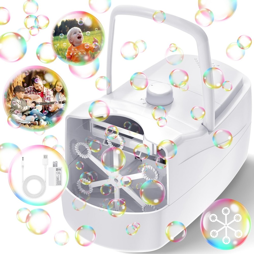 Bubble Machine, Automatic 18000+ Per Minute Big Bubbles Blower Maker for Kids T
