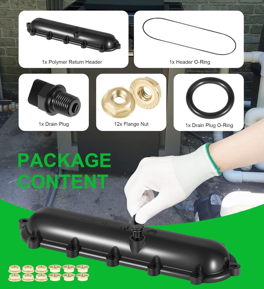 206A - 407A Replacement Return Header with Seal & Flange Nut Kit for Raypak Pool