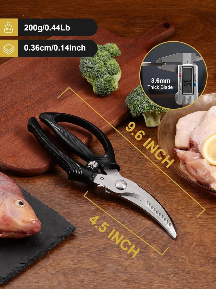 Professional Poultry Scissors with Non-Slip Handle - Multi-Purpose Cutting Tool