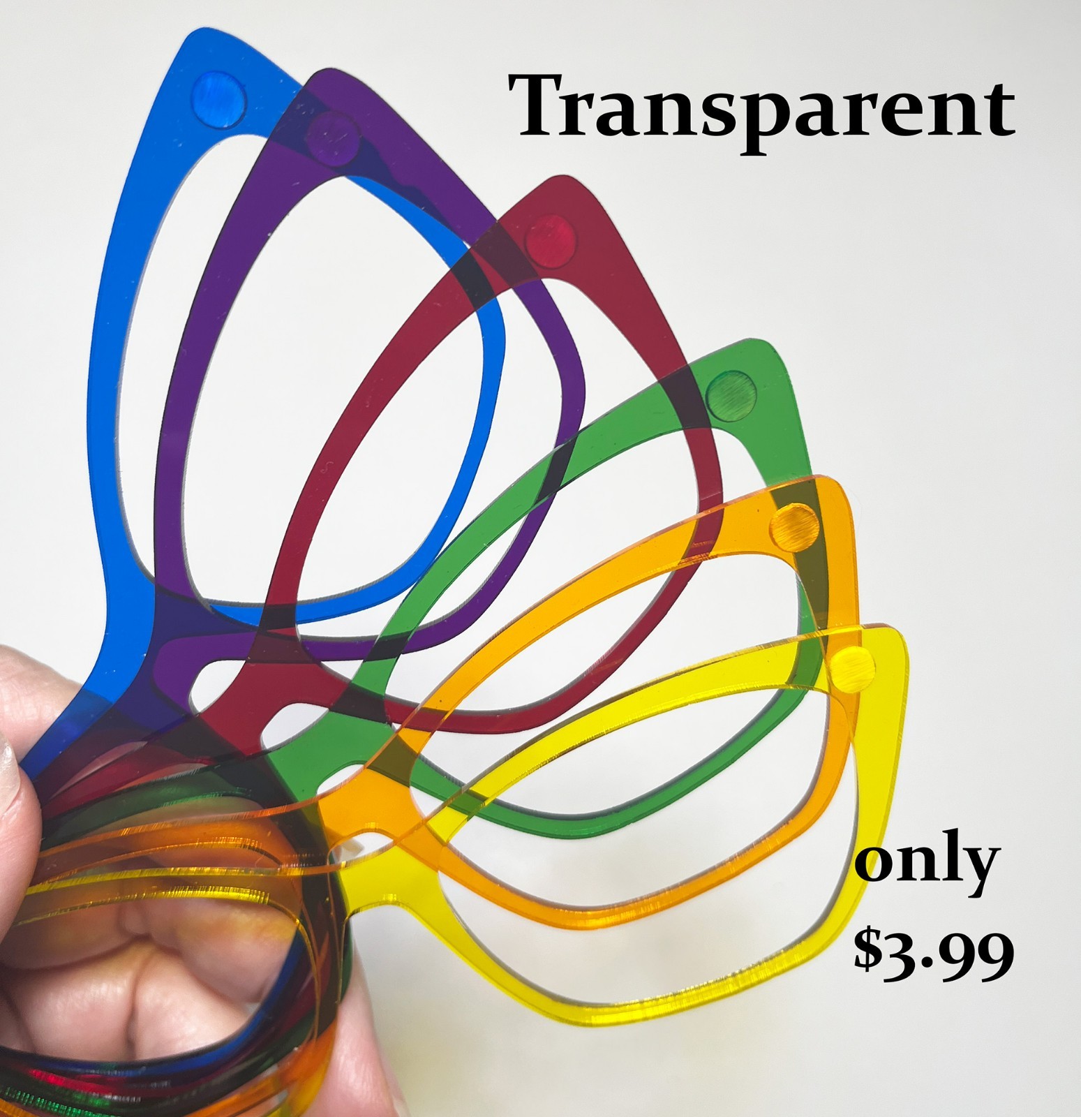 PAIR EYEWEAR COMPATIBLE BLANKS - Transparant Color Acrylic Lasered Frame Toppers