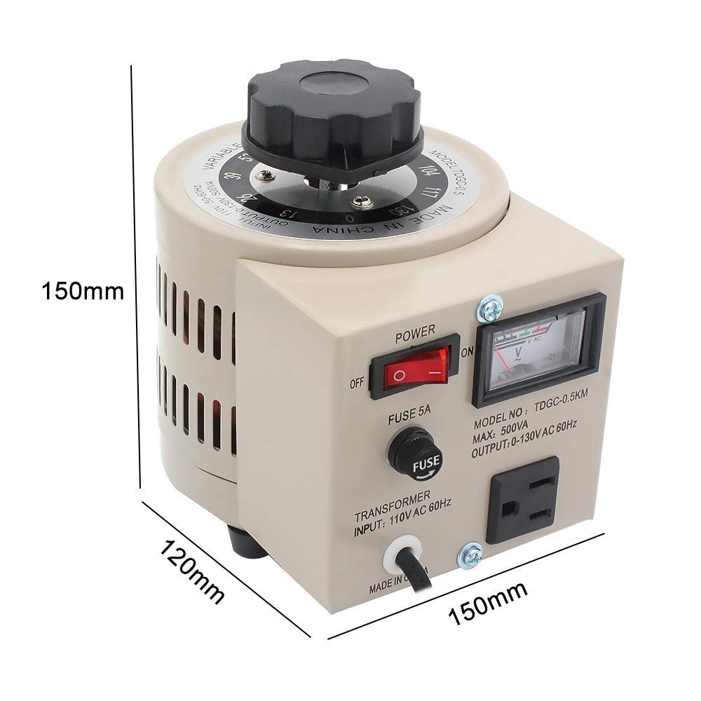 Variable Transformer Variable Voltage Regulator, 0-130V Output, 110V-120V Input,