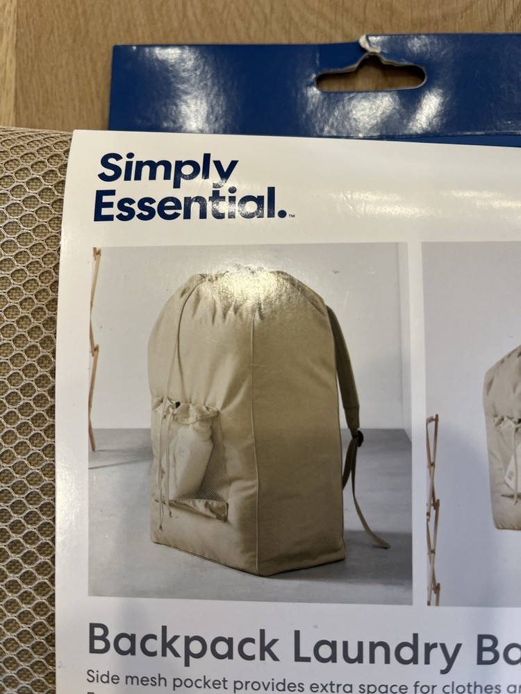 Laundry Bag Backpack Tan Shoulder Straps New
