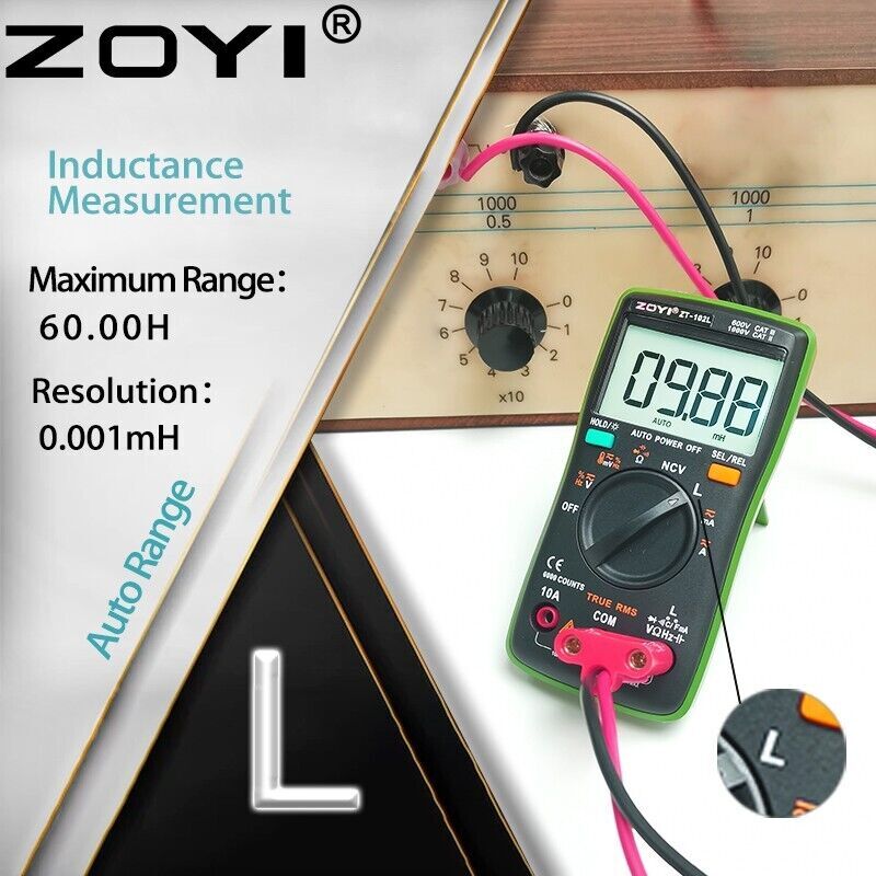 Digital Multimeter LCD 6000 Auto Range T-RMS Current Voltage Inductance Tester