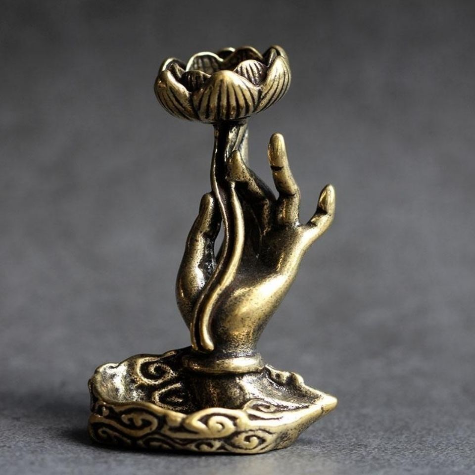 Pure Brass Solid Backflow Aromatherapy Ornament Auspicious Cloud Lotus Bergamot