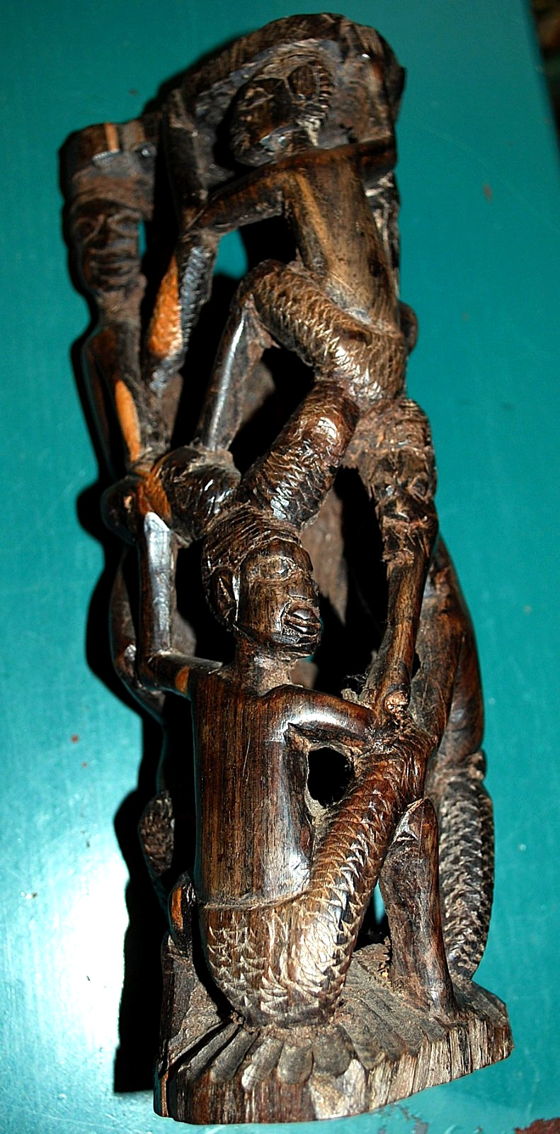 Vtg MAKONDE African TREE OF LIFE Ancestor Family Hand Carved EBONY WOOD Statue