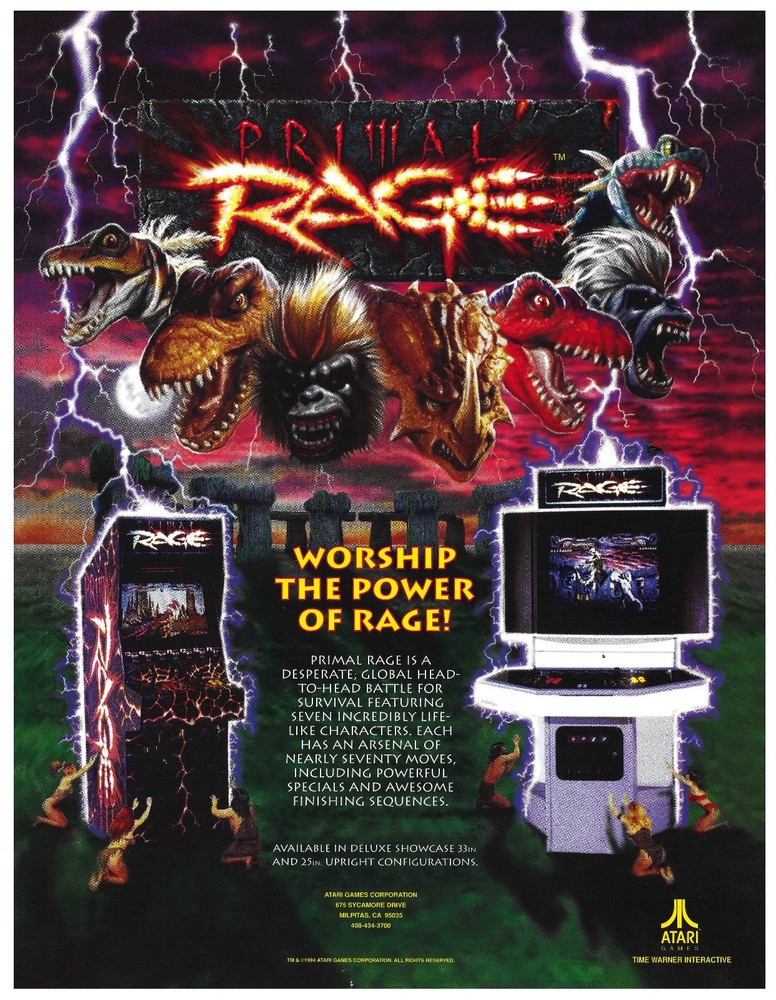 Primal Rage Atari Video Arcade Flyer / Brochure / Ad - Excellent